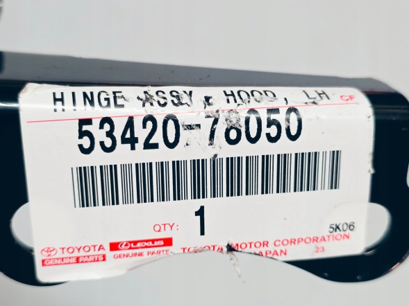 Lexus OE 5342078050 ЛІВИЙ ШАРНІР МАСКИ МАСКА LEXUS NX NX250 NX350 NX350h NX450h 2022+ OE