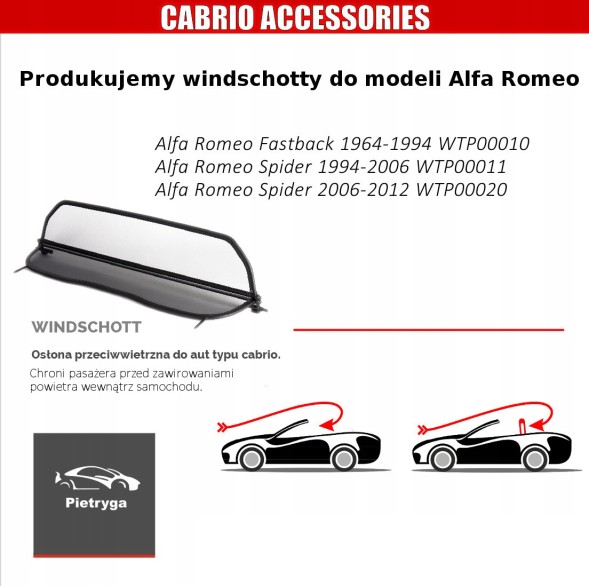Cabrio Pietryga WTP00011 Вітровка Windschott Alfa Romeo Spider 916 - 95-06