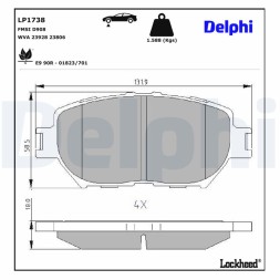 LP1738 DELPHI Комплект гальмівних колодок