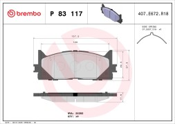 P83117 BREMBO Комплект гальмівних колодок з 4 шт дисків