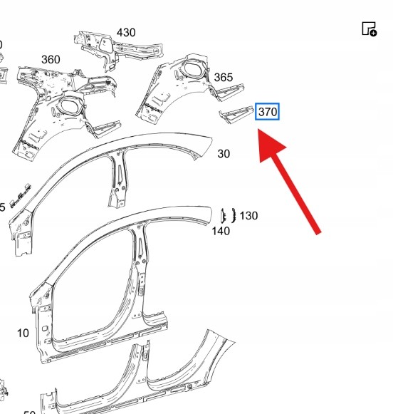Mercedes-Benz OE A1186309100 ЛИСТ КРИЛА W118 A1186363500