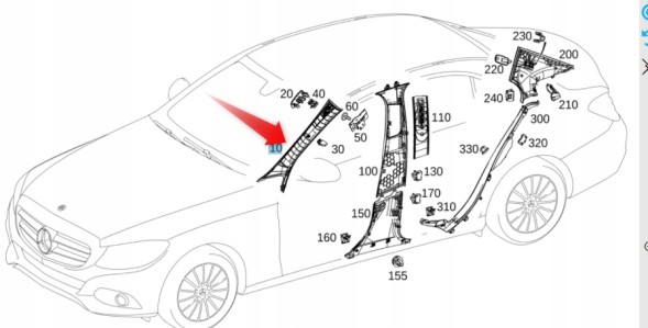 Mercedes-Benz OE НАКЛАДКА СТІЙКИ А MERCEDES W205 C-КЛАС MERCEDES OE ЛІВА A20569059017P12