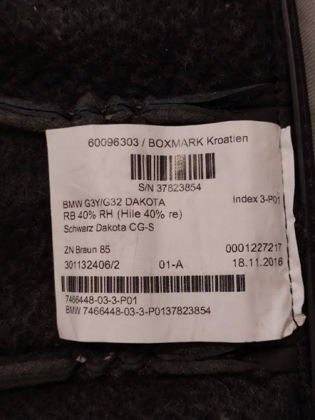BMW OE BMW 6 G32 Чохол заднє спинка шкіра 7466448