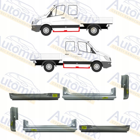 Китай 5065DOPELZLP MB Sprinter 06-18 Doppel / Подвійна Кабіна Пороги / Поріг Кути Комплект!