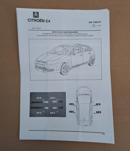 Citroen OE ОРИГІНАЛЬНІ ПРОТЕКТОРИ РАМКИ 9400.A7 CITROEN C4