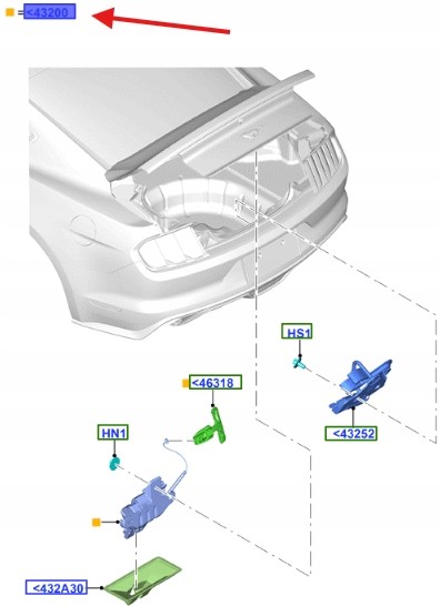 Ford OE ЗАМОК ЗАСЛІНКИ БАГАЖНИКА FORD MUSTANG 2015- 2023- 2010530 _ FR3B-6343282-BB