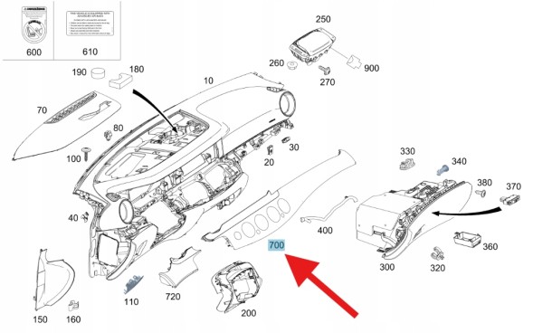 Mercedes-Benz OE ПЛАНКА ДЕКОРАТИВНА ДЕКОР КОНСОЛІ MERCEDES E W238 CLS W257 OE A2386800901