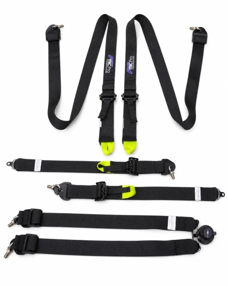 FMIC FP-HARNESS-31-007 Спортивні ремені безпеки з 6 точками кріплення, схвалені FIA, 2 дюйми, чорні, від Fmic Pro