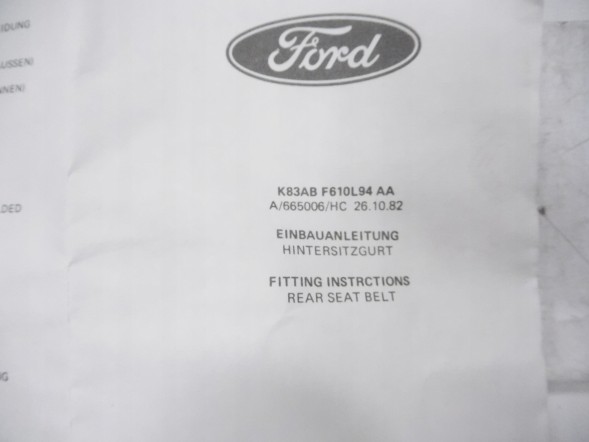 Ford OE Задній ремінь безпеки Ford Escort MkIII/Orion MkI OE 1638646