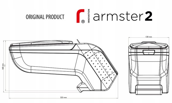 Rati V01542 Підлокітник з адаптером для dacia spring, 2021-2024, arm2-black
