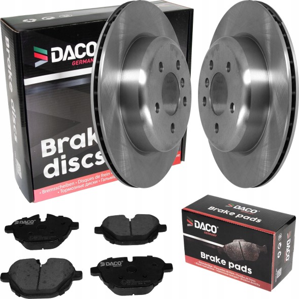 DACO 600352 2× DACO ГАЛЬМУВАЛЬНИЙ ДИСК BMW 5 F10 10 - ЗАД + DACO Набір гальмівних колодок ЗАД