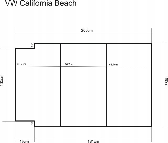 Golden Group 5904533600490 Матрац для Bus Bed VW Multivan T5 T6 California Beach Foam h=6см