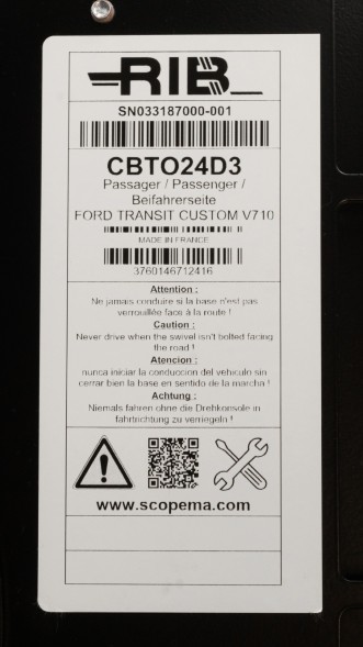 OEM SCOPEMA CBT024D3 Поворотний механізм сидіння пасажира, правий, Ford Tourneo Custom V710, VW Transporter T7