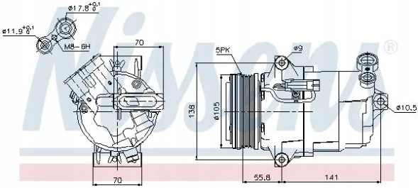 Nissens 89038 Компресор компресора кондиціонера 89038 nissens