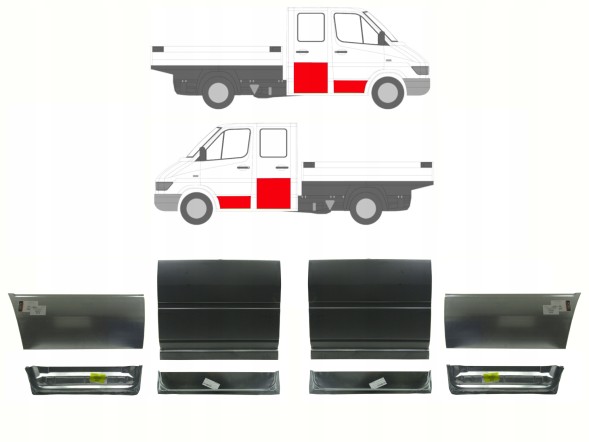Китай 506240DOPELDR MB Sprinter 95 - 06 Допель / Подвійна Кабіна Пороги Коритця Ремонтні Вставки Комплект !