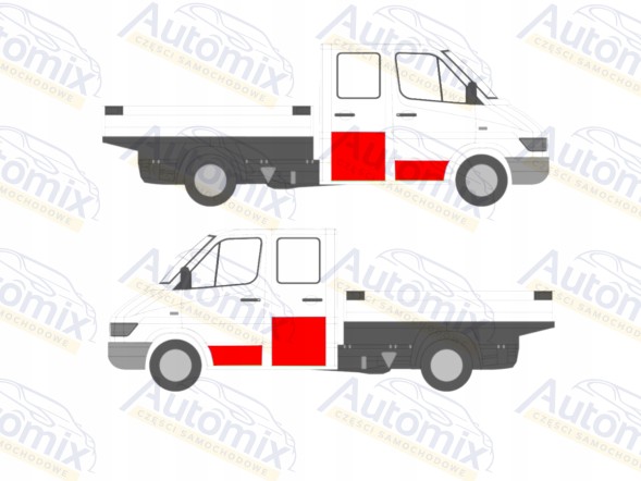 Китай 506240DOPELDR MB Sprinter 95 - 06 Допель / Подвійна Кабіна Пороги Коритця Ремонтні Вставки Комплект !