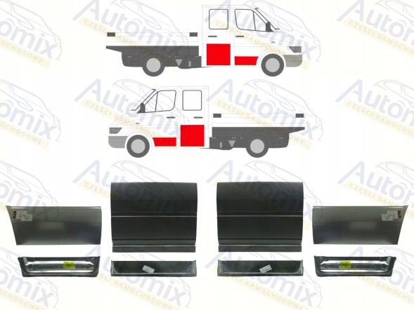 Китай 506240DOPELDR MB Sprinter 95 - 06 Допель / Подвійна Кабіна Пороги Коритця Ремонтні Вставки Комплект !