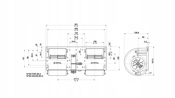 Spal 006B5022 ВЕНТИЛЯТОР ПОДВІЙНИЙ SPAL 006-B50-22 24V