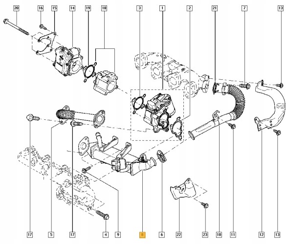 Opel OE CE19000P ОХОЛОДЖУВАЧ ВИХЛОПНИХ ГАЗІВ EGR MOVANO B 2.3 70819388