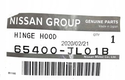 Infiniti OE 65400JL01B ПЕТЛЯ КАПОТА ПРАВА INFINITI G37 COUPE Q60 USA OE