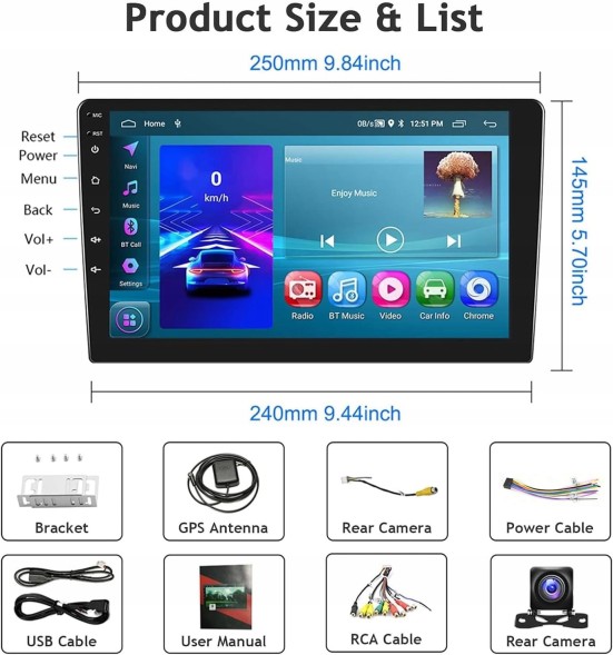 1A First Automotive Victool1616210340411 [2G + 64G] Hikity DAB+ автомобільне радіо з екраном 10,1 дюйма R1606