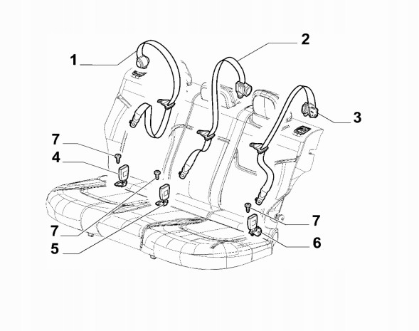 Fiat OE 735637445 ЗАДНІЙ ремінь безпеки, OE, Jeep Renegade,