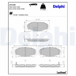 LP2166 DELPHI Комплект гальмівних колодок