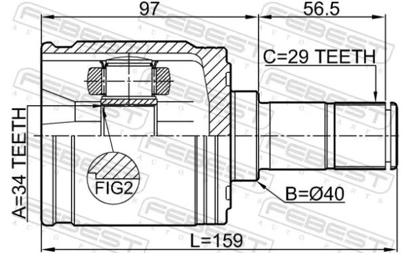Febest 0311-CRTLH Шрус (граната) на півось 0311-crtlh febest acura honda