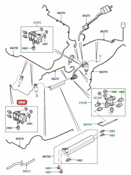OEM RVH000095OEM Блок клапанів пневматичної підвіски передній Land Rover Range Rover OEM