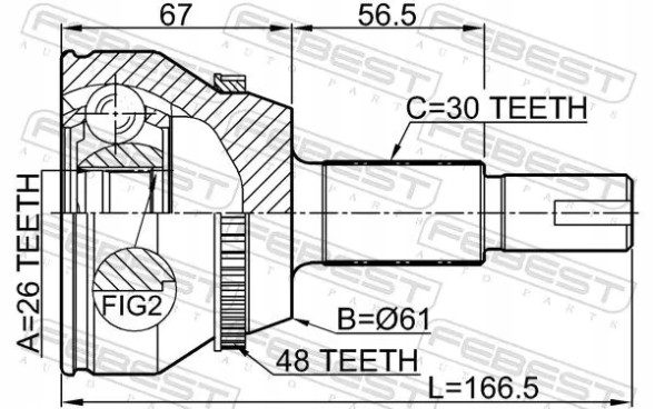 Febest 0110-GGL15A48 Шрус (граната) передній 0110-ggl15a48 febest lexus
