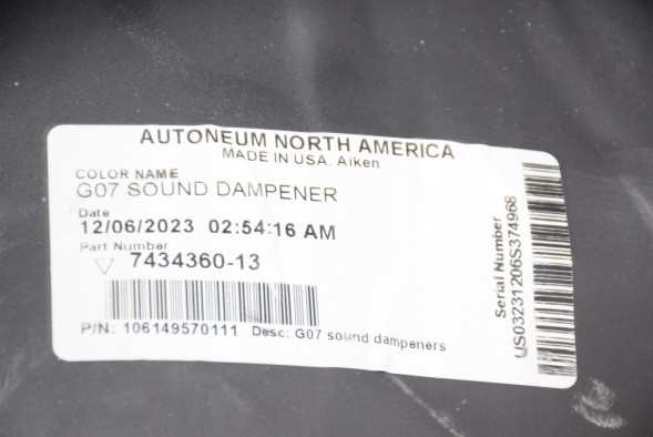 BMW OE 7434360 7478488 5A27376 7943927 BMW BMW X7 G07 Права задня Звукоізоляція Шумоізоляція Ізоляція Крила Багажника