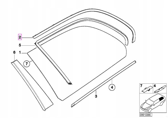 BMW OE Фіксована накладка на бокове скло BMW E39 TOURING ОРИГ.НОВА 51362427436