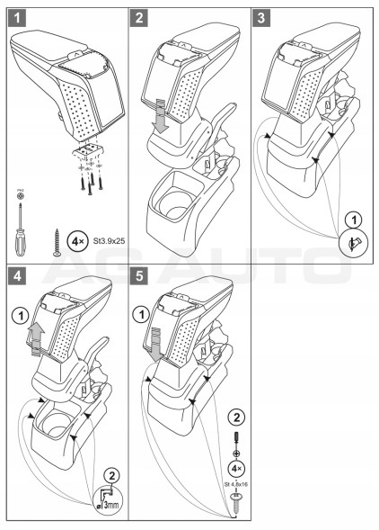 Rati V00398 Підлокітник для Chevrolet Aveo, 2011-2020, Armster2 Grey-Titan
