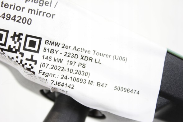 BMW OE 5A456B3 -01 EC ДЗЕРКАЛО ЗАДНЬОГО ВИДУ BMW U06 ACTIVE TOURER 5A456B3