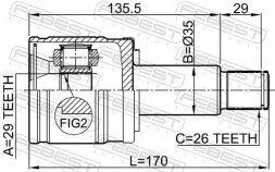 Febest 0711-GVSQRH Шрус (граната) на півось 0711-gvsqrh febest suzuki