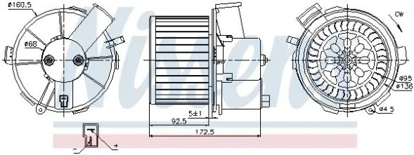Nissens 87092 Повітродувний вентилятор припливу 87092 nissens peugeot