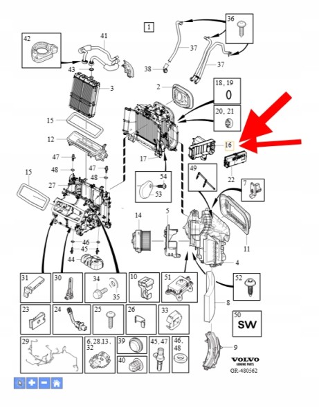 Volvo OE 31404481 Кріплення резистора повітродувки volvo xc90 xc60 s90 v90 oem/oe 31404481