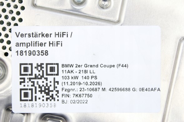 BMW OE 5A57044 7K67750 HIFI ПІДСИЛЮВАЧ BMW F40 F44 G20 G22 G30 G11 G01 G05 G07 5A57044