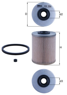 KX206D MAHLE ORIGINAL Фільтр палива