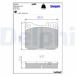 LP221 DELPHI Комплект гальмівних колодок з 4 шт дисків