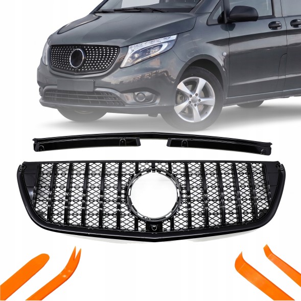 TOPGER KRG-ME-234 XX РЕШІТКА РАДІАТОРА MERCEDES DB VITO W447 16-19 ЧОРНИЙ ГЛЯНЕЦЬ СТИЛЬ GTR