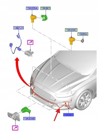 Ford OE ДЖГУТ ПАРКУВАЛЬНИХ ДАТЧИКІВ ПЕРЕДНІЙ FORD MONDEO 2019- 20 OE 2380656 _KG9T-15K867-GFD