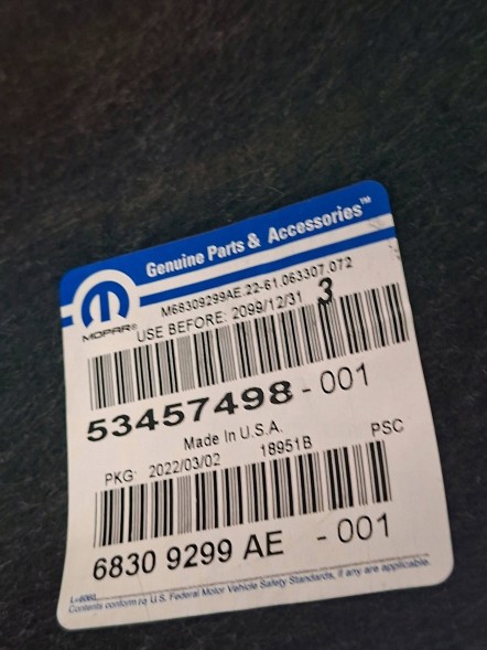 Dodge OE S27730360 ПЕРЕДНЄ ЛІВЕ РОЗШИРЕННЯ КРИЛА DODGE DURANGO LIFT 17- OEM 68309299AE
