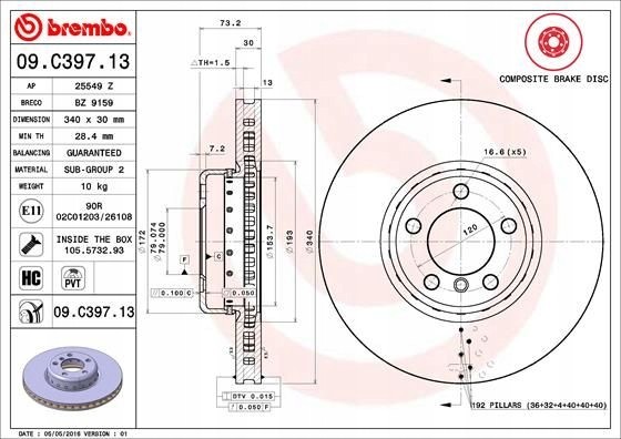 Brembo 09.C397.13 Brembo 09.C397.13 гальмівний диск