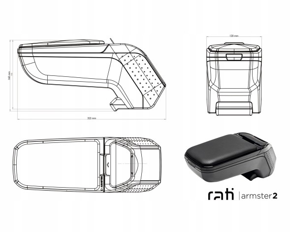 Rati V01586V2P Підлокітник регульований з відсіком для зберігання FIAT TIPO 2016-