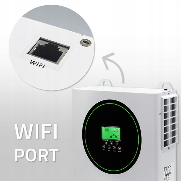 AHE 53864 Сонячний інвертор qoltec off-grid 3500w mppt з опцією wi-fi 24в