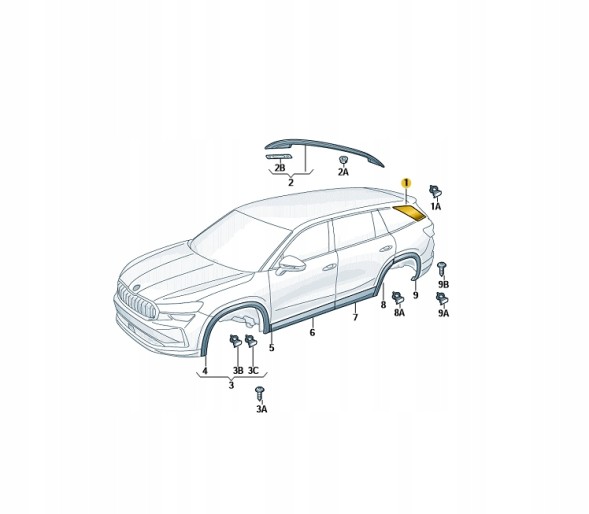 Skoda OE Skoda Kodiaq ліфтбек після 2024р чорна стійка C ліва 57H853215A041