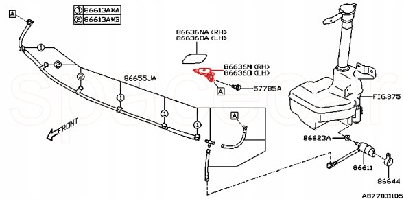 Subaru OE 86636CC310 Омивач форсунка фари передньої лівої Subaru BRZ Z11 2022-
