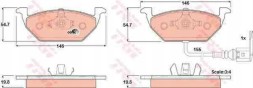 TRW GDB1386 + DF2803 AUDI A3 I (8L1) Колодки + диски передні TRW AUDI A3 I 1 8L1 256 ММ