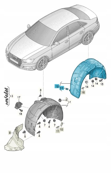 Audi OE НОВЕ ОРИГІНАЛЬНЕ AUDI 8W6810172A НАКЛАДКА НА КРИЛО